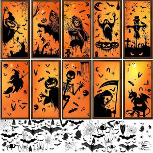 Halloween Decorations Window Clings, Halloween Window Silhouette, Stickers, 2025
