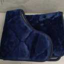 OLANLY Memory Foam Toilet Rugs U-Shaped 24x20, Ultra Soft and Absorbent Bathroom Rugs, Non-Slip, Comfortable, Machine Washable Contour Bath Mat for Toilet Base, Home Decor Accessories, Navy