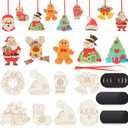 Jenaai 72 Pcs Winter Snowman Wooden Magnets to Paint You Own Christmas Magnets for Refrigerator DIY Craft Kit Unfinished Hanging Xmas Ornaments for Party Favors Family Crafts Activities, Medium