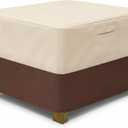 Vailge Square Patio Ottoman Cover, Waterproof Outdoor Ottoman Cover with Padded Handles, Patio Side Table Cover, Heavy Duty Outdoor Furniture Covers(Large, Beige & Brown)