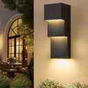 tewei Modern LED Outdoor Wall Sconce 30W Exterior Lighting Fixtures, Black Outside Lights for House Integrated LED Outdoor Wall Mount Lights for Front Porch Garage, Warm White 3000K, 1 Pack