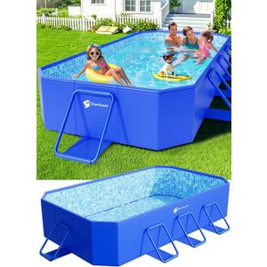 Foldable Pool, Large Non-Inflatable Swimming Pool For Kids,Adult Collapsible Pools Hard Plastic Shell, Oversized Thickened,Portable Folding Kids Pools for Backyard-Mosaic Design-106"x66"x20"