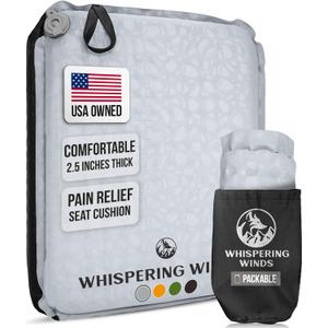 Whispering Winds Inflatable Seat Cushion  Comfortable Blow-up Foam Pad for Airplane, Travel, Stadium, Camping & Car (X-Large, Gray)