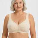 Daisy Bras for Older Women No Underwire Front Closure Comfort Senior Wireless Snap Closing Bra, 44D