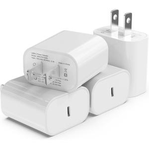4Pack USB C Charger Block, iGENJUN 20W for Phone Fast Charger Wall Charger with PD 3.0, Compact Type C Power Adapter for Phone 17/16/15/14, Galaxy, Pixel, AirPods Pro (Arctic White)