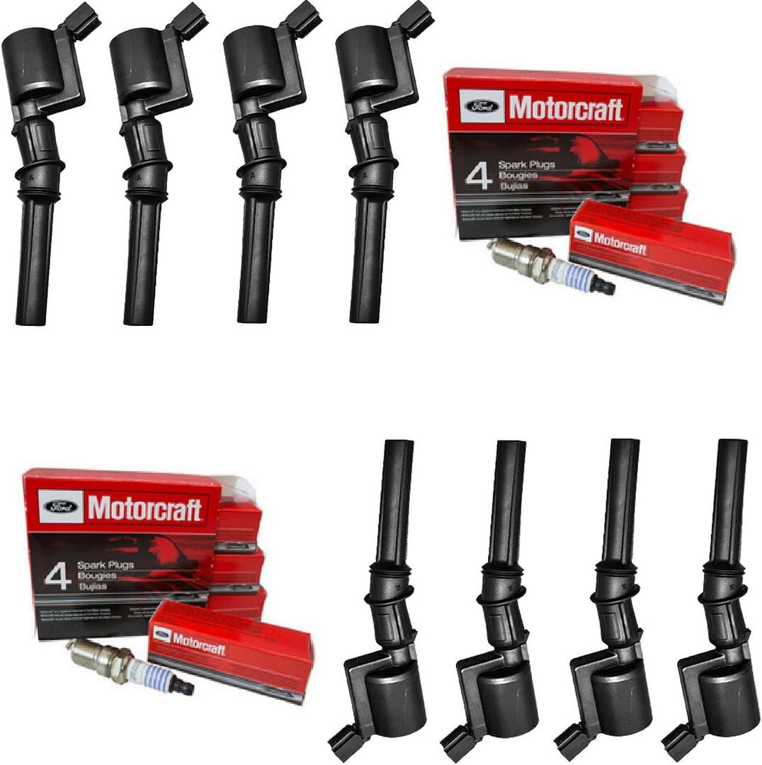 MCK Ignition Coil Pack DG508 & Spark Plugs Set SP493 SP479 Compatible With 4.6L 5.4L V8 F-150 F-250 F350 E150 E250 E350 E450 LINCOLN NAVIGATOR