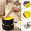 Round PU Leather Ottoman Foot Rest, Foam-Filled Pouf for Sofa and Living Room, Zippered Cover with Removable Foam Insert for Easy-Clean Care, 15.5" D x 8" H