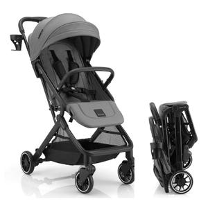 Compact Fold Baby Stroller, Lightweight Travel Toddler Stroller with One-Click Fold, Extendable UPF50+ Canopy, Cup Holder, UV Protected and Waterproof, One-Hand Folding - Gray