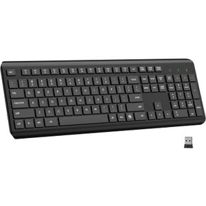 EDJO Wireless Keyboard, 2.4G Full-Sized Cordless USB Silent Computer Keyboard, Ergonomic Tilt Angle, Sleep Mode, Long Battery Life, for Windows, Mac OS Laptop/PC/Desktop/Notebook