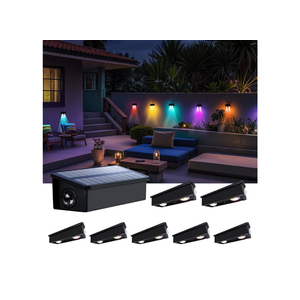 Fence Lights Solar Powered Outdoor Waterproof 3 Sided Wall LED Landscaping for Yard, Deck, Patio, Rail, Garage, Pool, Balcony, Energy Efficient Warm White Safety (Multicolor, Down-8Pack Light