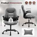 Executive Office Chair PU,Leather Office Chair with Wheels,360 Swivel Rolling Chair with Padded Arms,Ergonomic Computer Chair with Lumbar Support for Short People Use (Grey), Standard