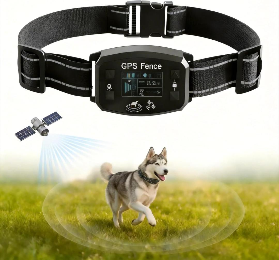 GPS Wireless Dog Fence, Range up to 6561 ft,Electric Collar with 3 Warning Modes, for Outdoor Use Waterproof& Rechargeable Pet Containment System for Most of Dogs (Black)