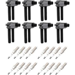 UF504 Set of 8 Ignition Coils Pack 16 Iridum Spark Plugs Compatible with 2009-2020 Dodge Ram 1500 2500 3500 Challenger Charger Durango Chrysler 300 Jeep Grand Cherokee V8 5.7L
