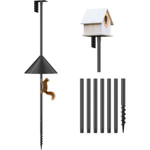 Flanagan 92 Inch Bird House Pole Mount Kit, Adjustable Heavy Duty Feeder Pole for Outdoors, Feeding Station With Squirrel Proof Baffle for Watching (House Not Included)
