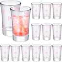 Roshtia 10 Pack Coquette Pink Bow Shot Glass Gift 1.6 oz Clear Round Glass Shot Cups Small Stemless Cocktail Wineglass Pink Bow Birthday Party Favors for Drinking Gift Party Decor