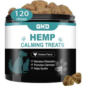 Hemp Calming Chews for Dogs, Dog Calming Treats Anxiety Relief 100% Golden Ratio of Natural Ingredients Treat, Aid with Separation, Barking, Stress Relief, Thunderstorms (Chicken 120)