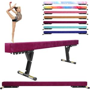 Balance Beam Adjustable 8ft, High and Lower Floor Beam Gymnastics Equipment for Kids Children, Gymnastics Beam with Legs for Home, Professional Training, Gymnastic Club Use (Purple)
