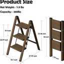 Taranta 3 Step Stool Foldable,Aluminum Step Ladder-Walnut