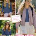 LessonZoo Girls 3/4 Sleeve Crewneck T Shirt, Haze Blue, 11-12y