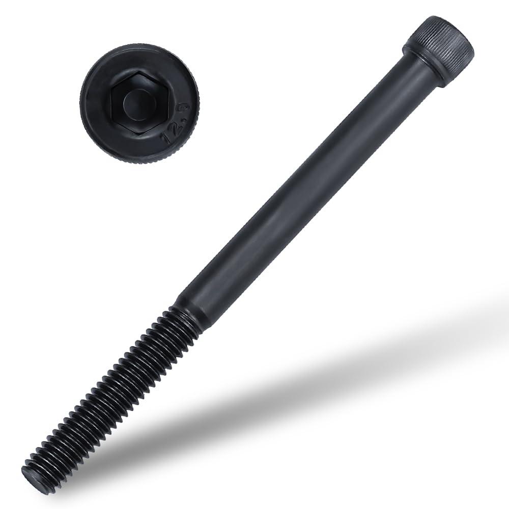 1/2-13 x 5 Socket Head Cap Screws Bolts, 12.9 Grade Alloy Steel, Black Oxide Finish, Allen Hex Drive, Full Thread, 4-Pack