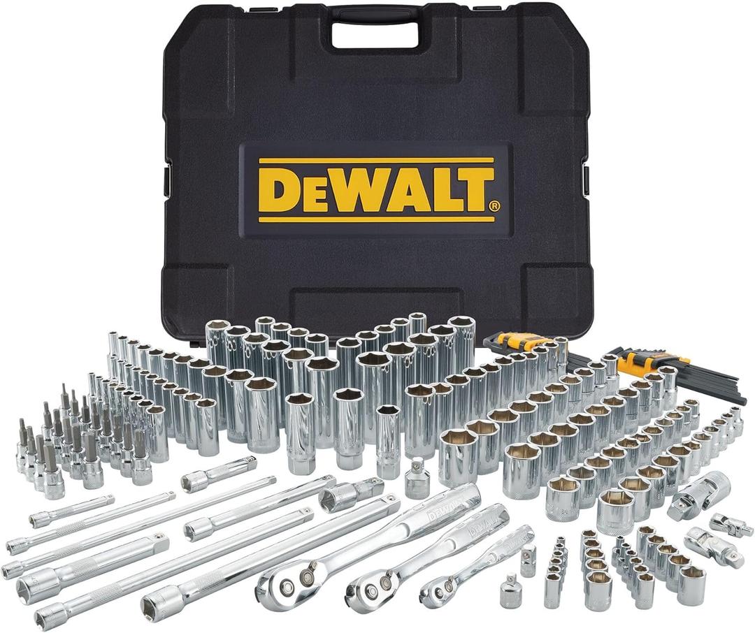 DEWALT 192 Pcs. Mechanics Tool Set, 1/2, 1/4, 3/8 Socket Set, SAE and Metric Socket Wrench Set, Hard Shell Tool Box (DWMT75049)