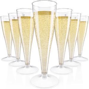 JOLLY CHEF 100 Pack Plastic Champagne Flutes Disposable 4.5 oz Clear Plastic Champagne Glasses Suitable for Wedding, Thanksgiving Day, Christmas