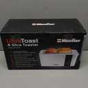 Mueller UltraToast Stainless Steel Toaster 4 Slice Extra-Wide 1.6" Slots for Artisan Bread, Bagels & Frozen Waffles, 6 Browning Levels, LED Display, Cancel/Defrost/Reheat, Removable Crumb Tray