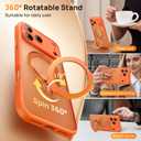 360 Spin Magnetic Stand for iPhone 17 Pro Max Case, [Fit for MagSafe][Military Protection][Full Camera Protection] Adjustable Kickstand iPhone Case for iPhone 17 Pro Max 6.9", Cosmic Orange