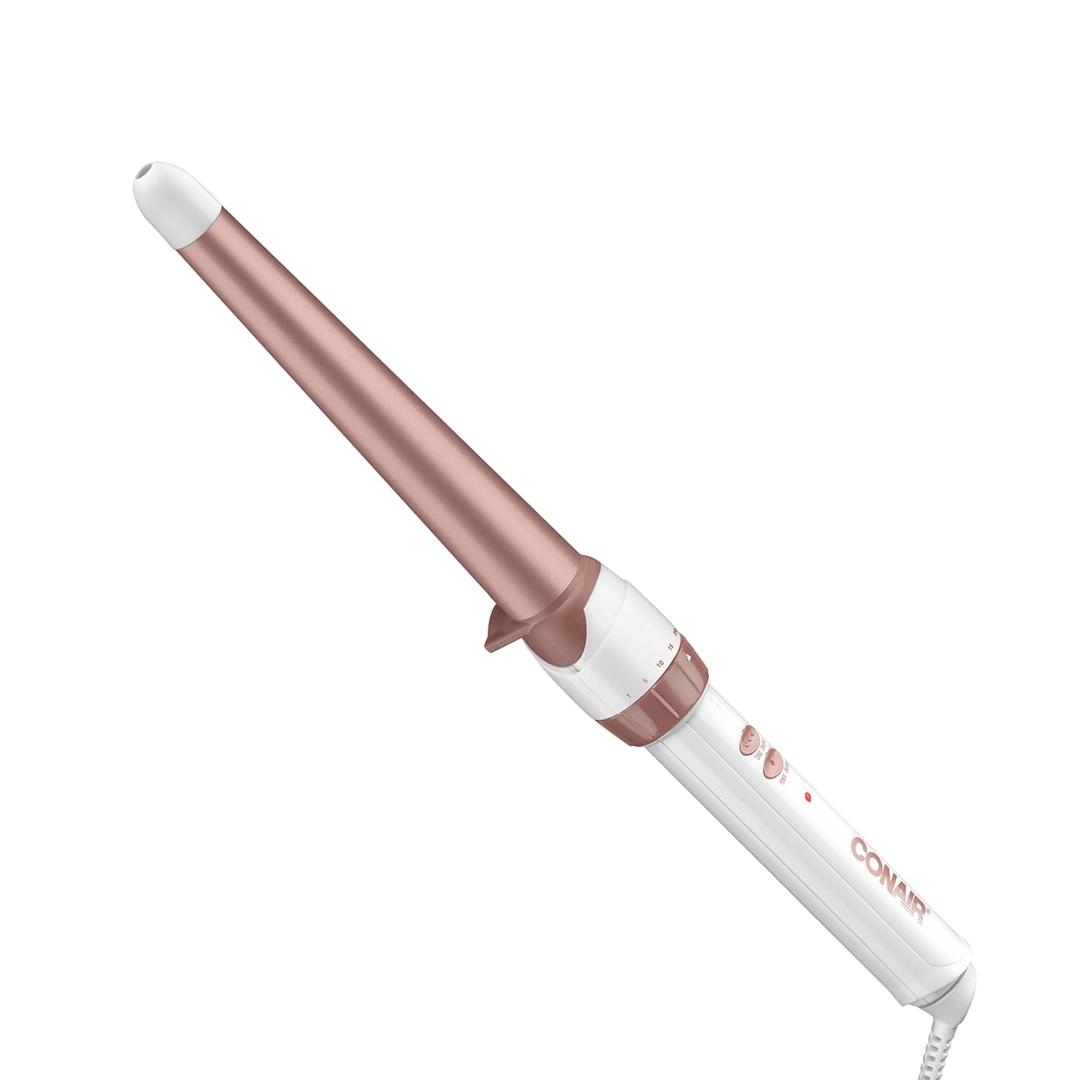 Conair Double Ceramic Tapered Curling Wand, Hair Wand Tapers 1 Inch to  Inch to Produce Beachy Waves, 30 Heat Settings, For All Hair Types and Textures, White