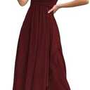 VOUIAO Women's Formal Evening Gown Elegant Long Prom Dress Summer Wedding Guest Party Cocktail Bridesmaid Maxi Dress, XS, #0 Wine Red