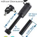 TOPTOW Trailer Hitch Receiver Lock, 1/2-in Pin Diameter with 5/8-in Sleeve Diameter, 2.75-in Usable Length, Black Nickel Locking Pin