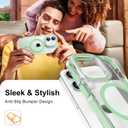 LUHOURI Magnetic for iPhone 11 Case with Built-in Kickstand, Screen Protector Included, Wireless Charging Compatible,Slim Fit Shockproof Crystal Cover iPhone 11 6.1" Phone Case Clear Green