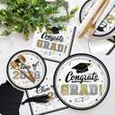 Graduation Decorations Class of 2026 Congrats Grad Party Dinnerware Set White and Gold Disposable Paper Plates Napkins Cups Tablecloth Banner for Gatherfun Decorations 2026 , Serve 25