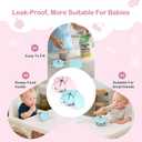 Daximo 2 Pack Snack Cups for Toddlers Spill Proof - Detachable Stainless Steel Toddler Snack Cups with Silicone Lids & Handles - Dishwasher Safe Baby Snack Containers (Light blue and Light pink)