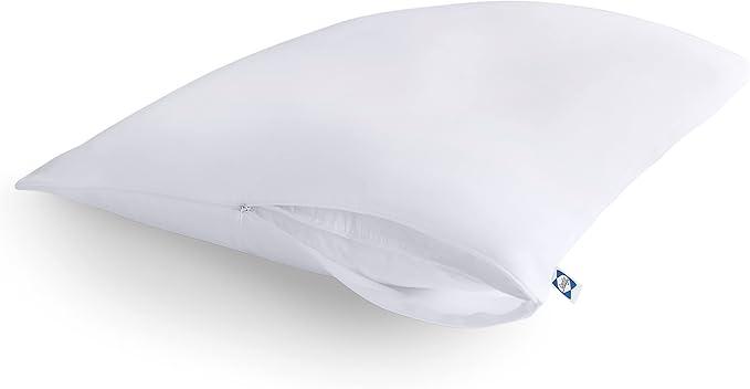 Sealy Performance 100% Cotton Breathable Moisture Wicking Fabric Machine Washable Zippered Pillow Protector, Standard/Queen Size, 2 Pack, White