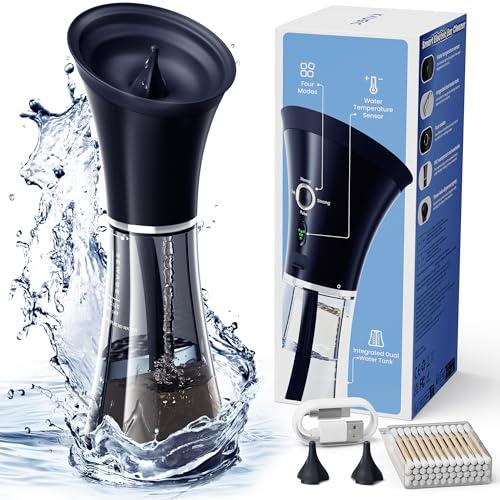 KAUGIC Upgraded Ear Wax Removal with One-Piece Waste Tank, Safe Ear Cleaner with Water Temperature Sensor, FSA/HSA Eligible Effective Ear Irrigation Kit & USB-A to C Cable, IPX7, Semi-Transparent