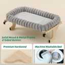 Zakkart SnugCloud Cat Perch for Window Sill with 4-Sided Bolster - Orthopedic Cat Window Hammock - Solid Hardwood & Metal Frame - Window Seat for Pets (Natural Color Wood w/Gray Bed, Medium)