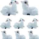 Mini Sheep Figurines for Fairy Garden, Lamb Figurine Resin Animals Miniature Shepherd FigurineTiny Garden Animals Ornament for DIY Terrarium Decor Crafts Nativity Sets and Cake Topper 8Pcs