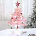 Mini Pink Christmas Tree, Small Christmas Tree with Music Tabletop Artificial Prelit Xmas Tree Christmas Decorations Indoor Outdoor for Home Decor Party Gifts
