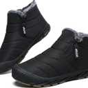 Snow Boots Mens Waterproof Winter Boots Fur Lined Warm Ankle Boots Zipper Closure Slip on Outdoor Boot Comfortable Walking Shoes (11, Full Black)
