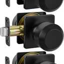 Haidms 3 Packs Black Interior Door Knobs, Passage Door Knobs for Closet and Hallways Keyless Non-Locking Doorknob Square Panel