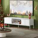 WLIVE 58" TV Stand for 65 Inch TVs, White Media Console with Metal Legs, 57.87L*14.57W*17.71H