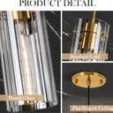Gold Pendant Light Fixtures, 3 Pack Modern Pendant Lighting with Clear Striped Glass Shade, Hanging Pendant Lights Kitchen Island, Farmhouse Pendant Lighting for Dining Room Bedroom Bathroom