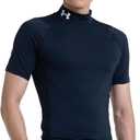 Under Armour Men's HeatGear Armour Comp Mock Short Sleeve T-Shirt, Black (001)/White, Small