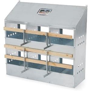 Brower 2-Tier 6-Hole Galvanized Steel Chicken Nesting Box, 30 to 40 Hen Capacity – Outdoor Poultry Laying Station with Hinged Folding Perches, Ventilated Design & Slanted Roof – Made in The USA