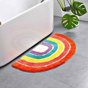Cute Doormat for Kids - Microfiber Absorbent Bathroom Mats - Front Door Mat Carpet Floor Rug, Rainbow Shape