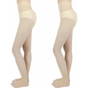 2-Pack Slightly Transparent Tights for girls & women, High Elasticity Sheen Pantyhose, For Work Dance Casual. (S)