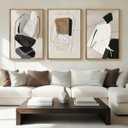 ANHUIB Large Neutral Abstract Wall Art Canvas,Black Beige Artwork, Modern Textured Framed Wall Art, Minimalist Geometric Painting,16x24 Inches Set of 3 for Living Room Bedroom