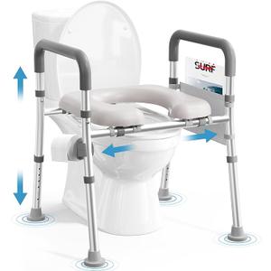 Toilet Seat Riser for Seniors, Raised Toilet Seat with Handles, Adjustable Height & Width, 400lb Handicap Elevated Toilet Seat, Fit Any Toilet