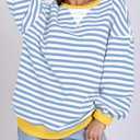 Women Striped Oversized Sweatshirt Long Sleeve Crewneck Hoodies Shirts 2024 Fall Pullover Top Trendy Preppy Clothes (L)